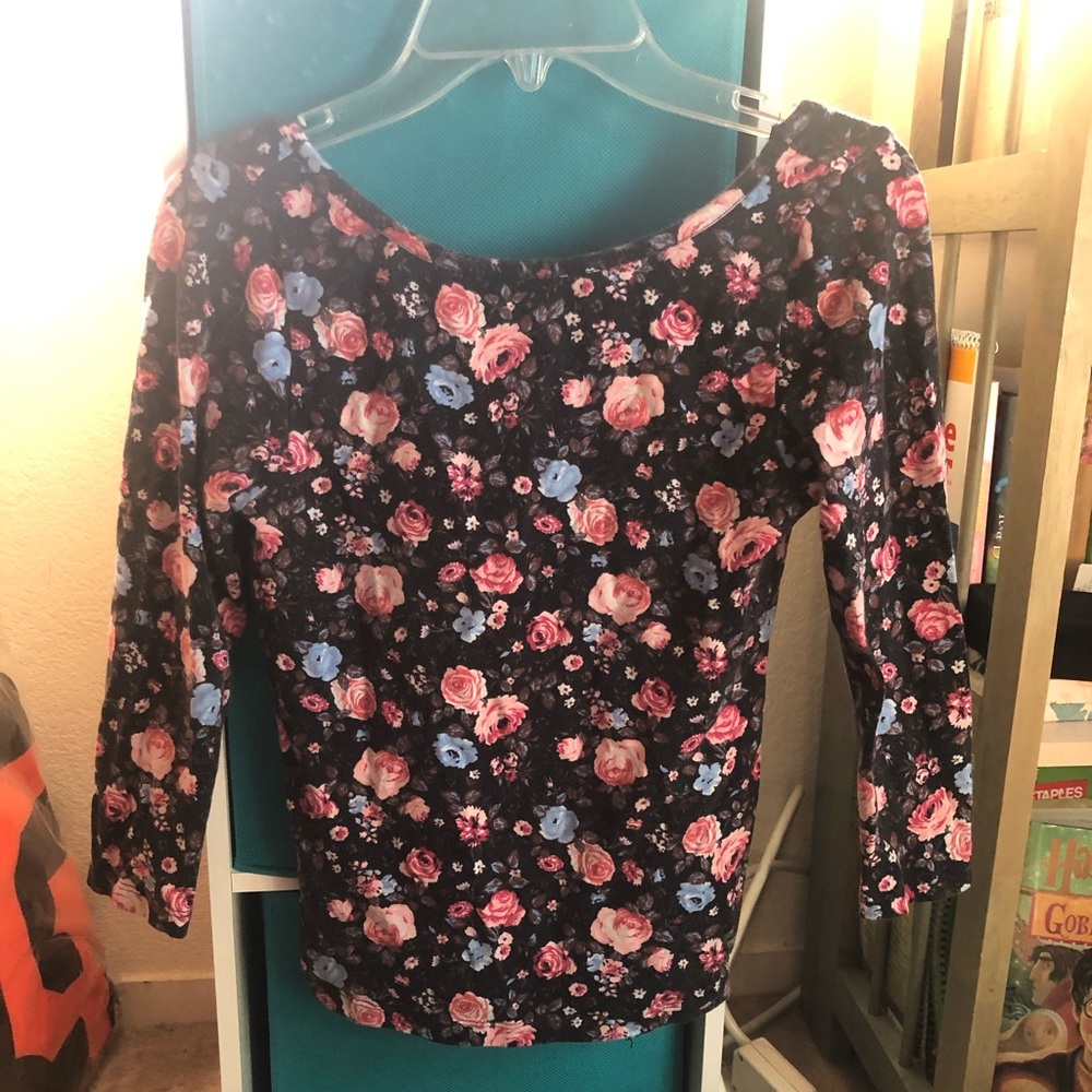 Forever 21 floral boat neck top